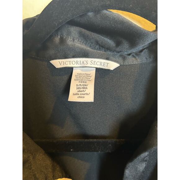 Victoria Secret Black Pajama Shirt Size Small Pink Stripe Button Up Loungewear - Picture 4 of 7